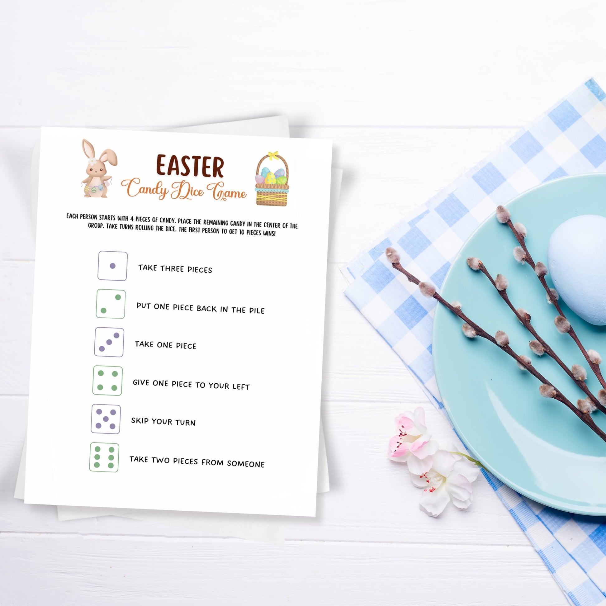 Easter Candy Dice Game Printable, Easter Egg Exchange Party Game, Easter Activity Kids, Easter Dice Game, Family Group Game, Classroom Game