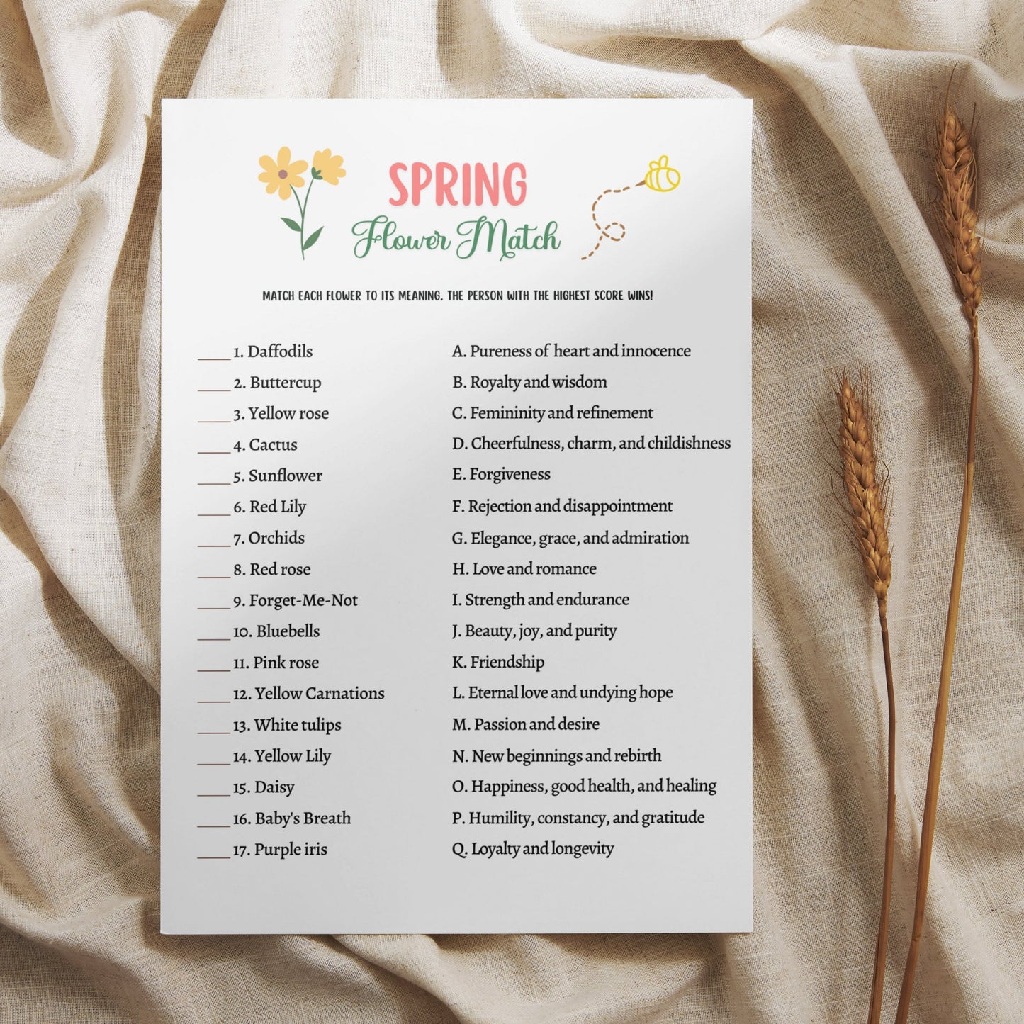 Spring Riddles Game Printable, Spring Activity Adults and Kids, Springtime Fact or Fiction Party Game, Fun Family Group Game, Classroom Game