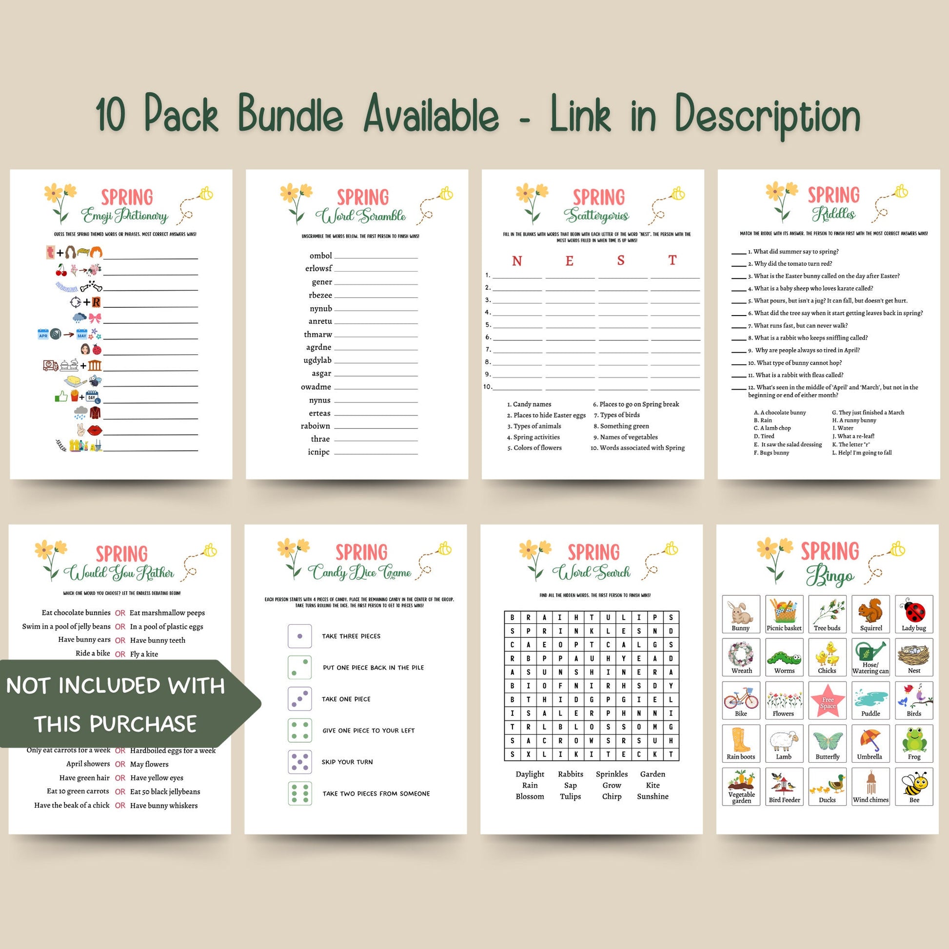 Spring Emoji Pictionary Game Printable, Spring Activities for Kids & Adults, Fun Springtime Party Games, Classroom Games, Family Games