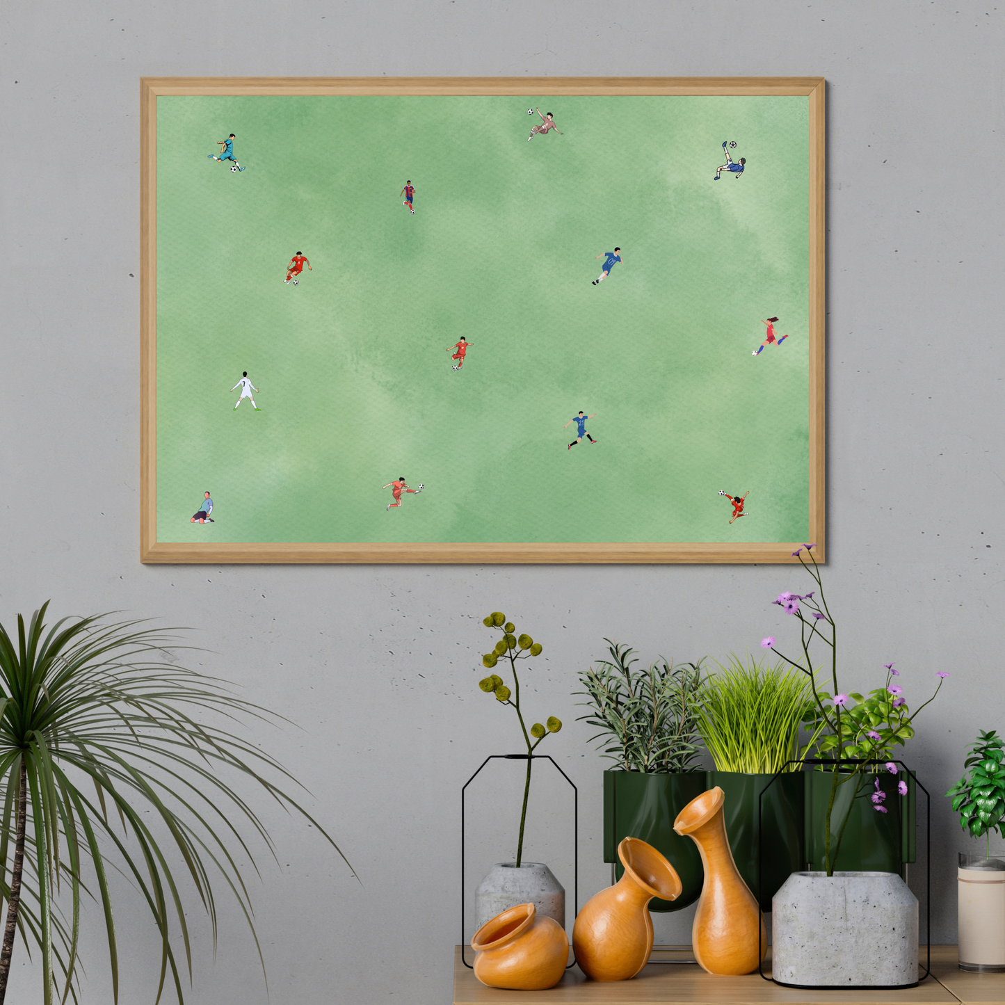 Tiny Soccer Players Printable People Art Poster