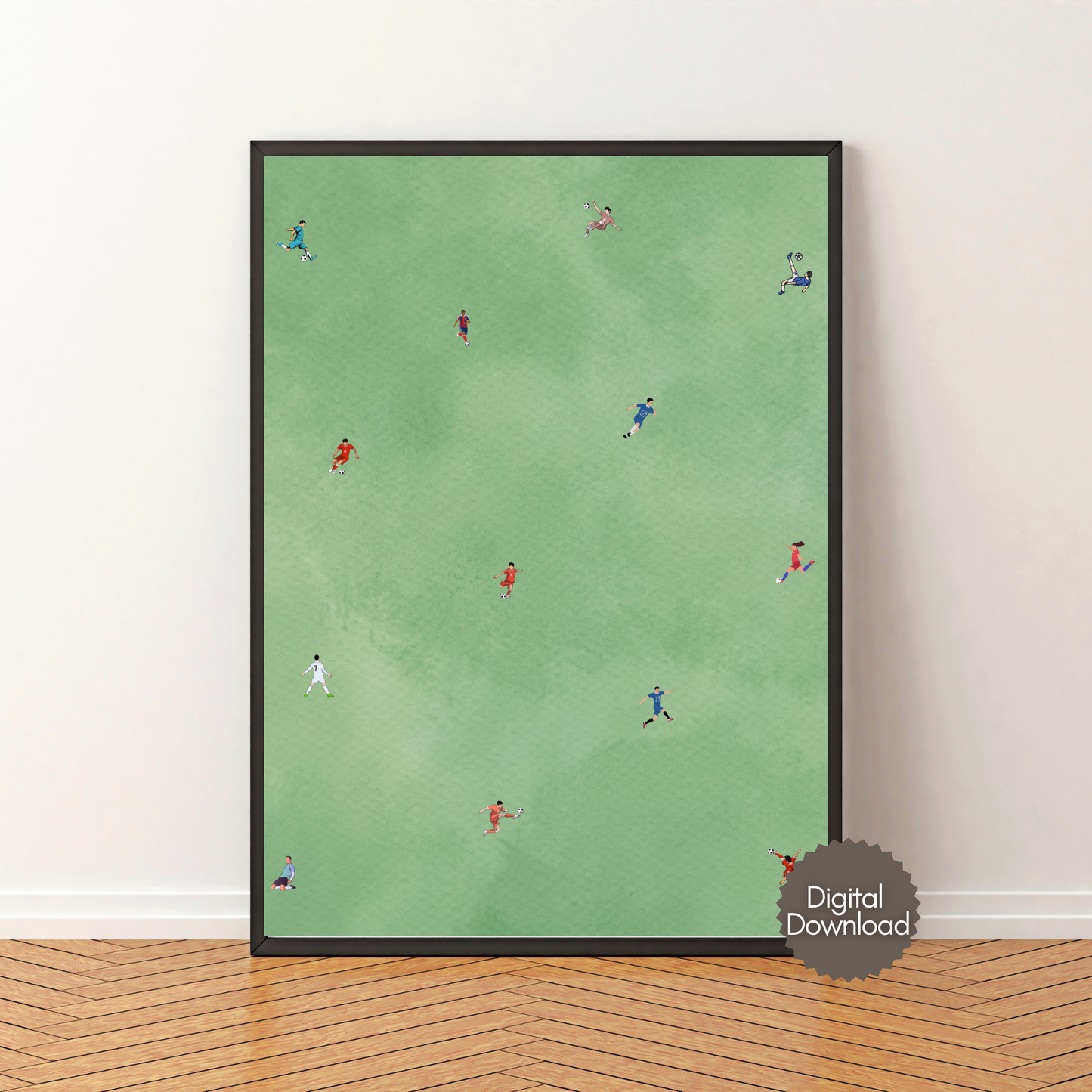 Tiny Soccer Players Printable People Art Poster