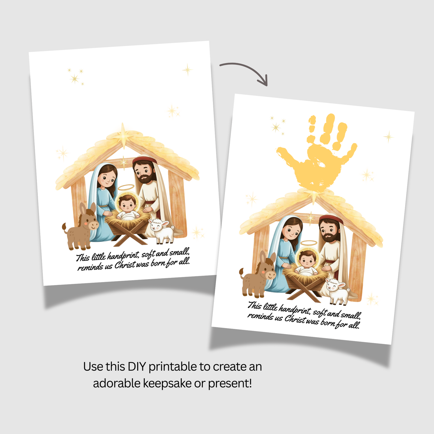 Nativity Handprint Craft Printable DIY Jesus Art
