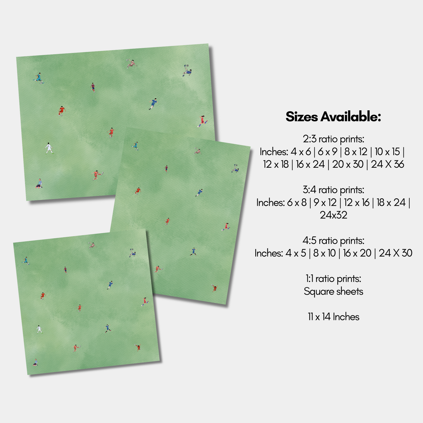 Tiny Soccer Players Printable People Art Poster