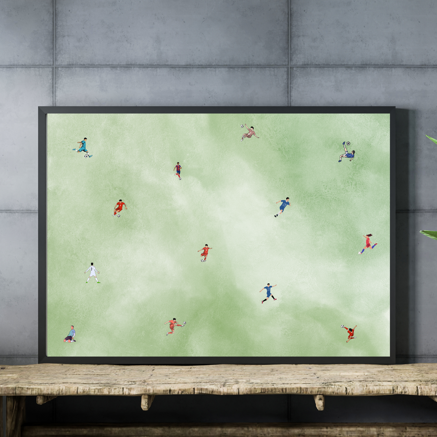 Soccer Wall Art Print Minimalist Tiny Players Poster