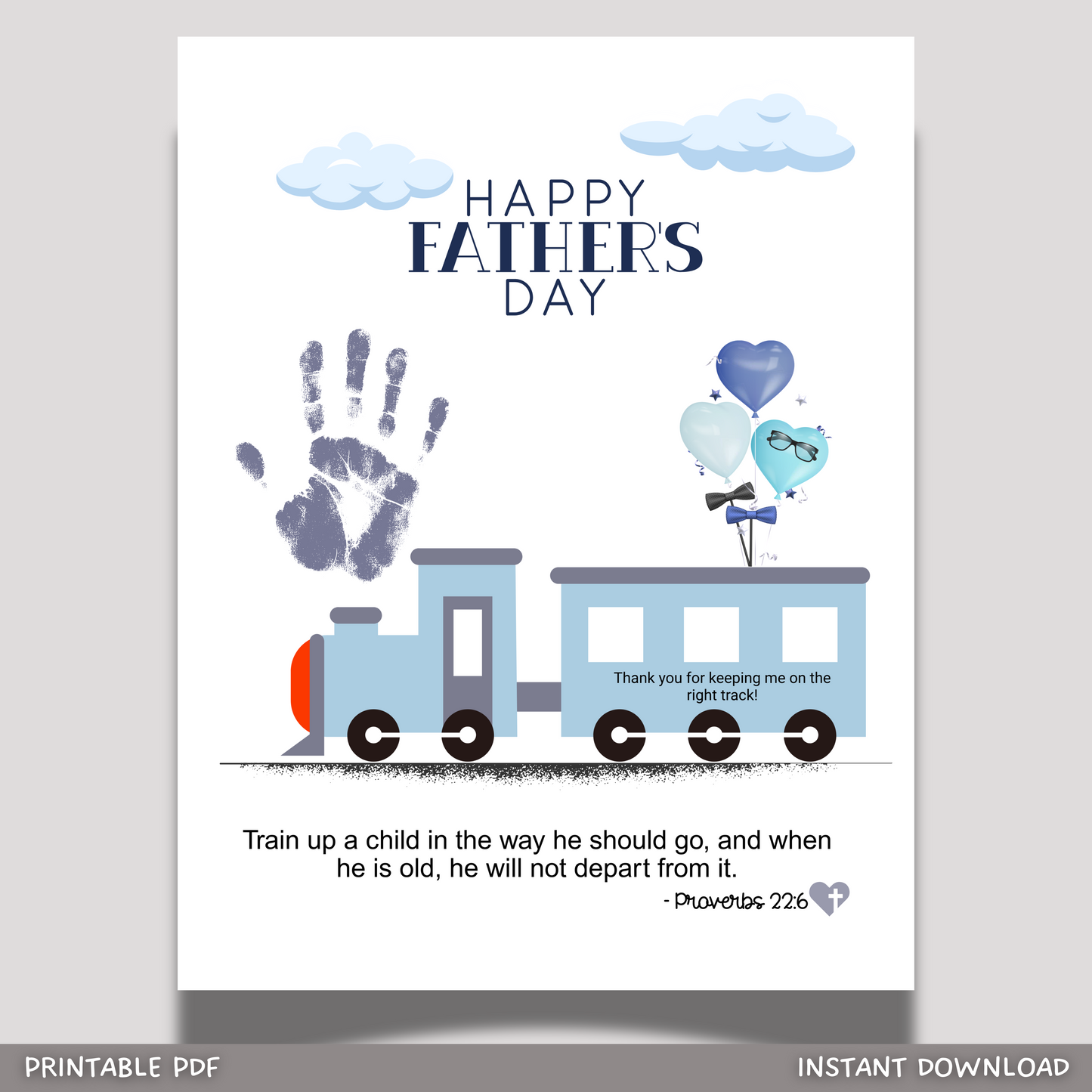 Father's Day Bible Craft Kids Printable, DIY Handprint Card Religious Art Sunday School Activity Gift for Dad Grandpa from Christian Toddler