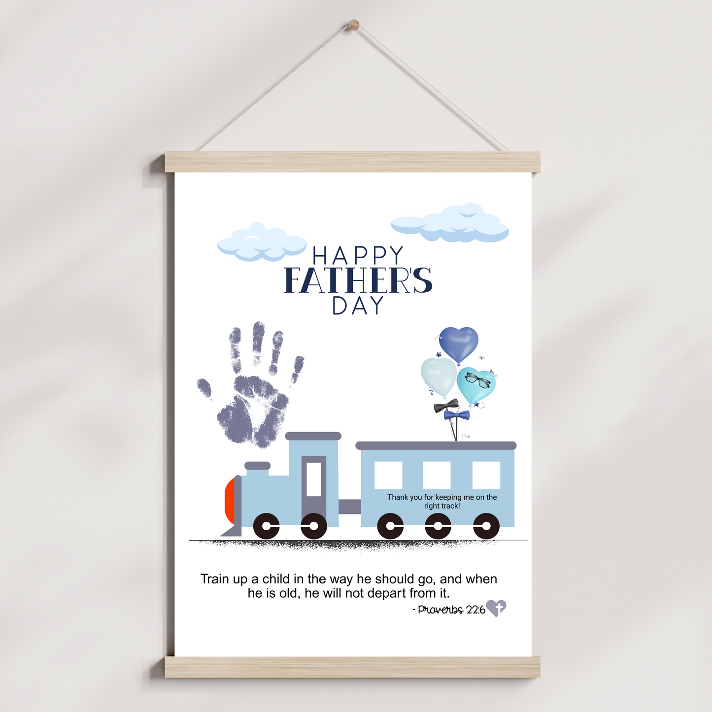 Father's Day Bible Craft Kids Printable, DIY Handprint Card Religious Art Sunday School Activity Gift for Dad Grandpa from Christian Toddler