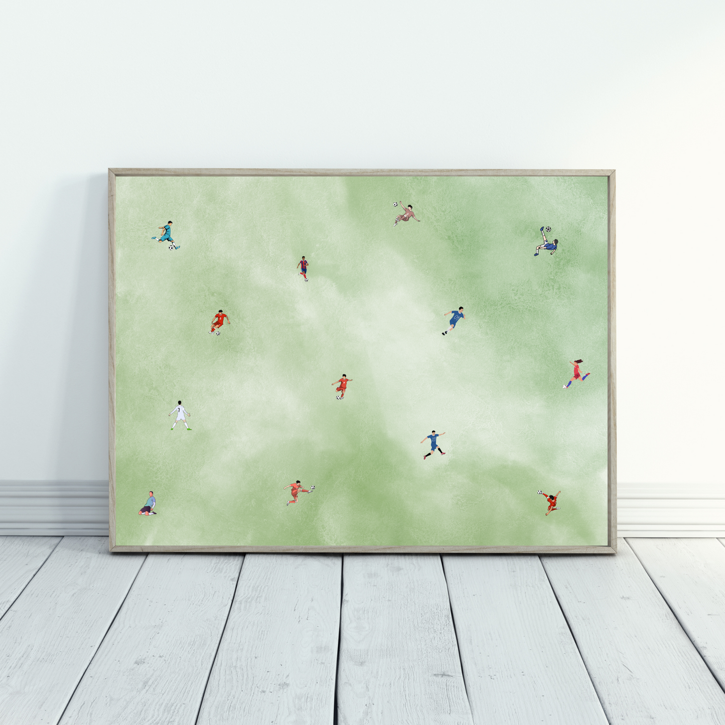 Soccer Wall Art Print Minimalist Tiny Players Poster