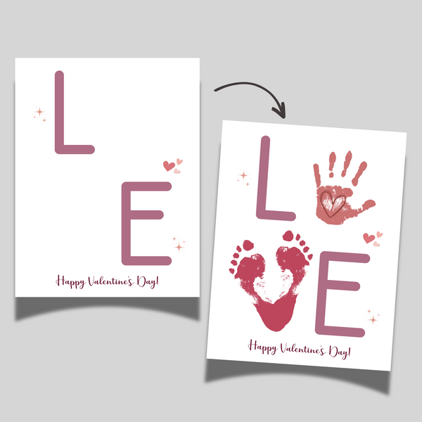 Valentines Day Handprint Holiday Crafts Printable, DIY Love Art for Ki ...