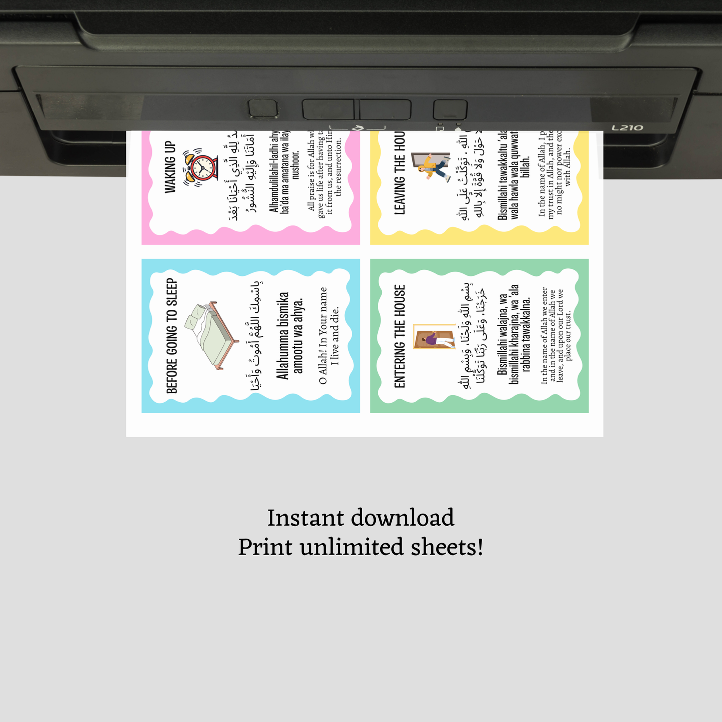 40 Kids Daily Dua Islamic Cards Printable