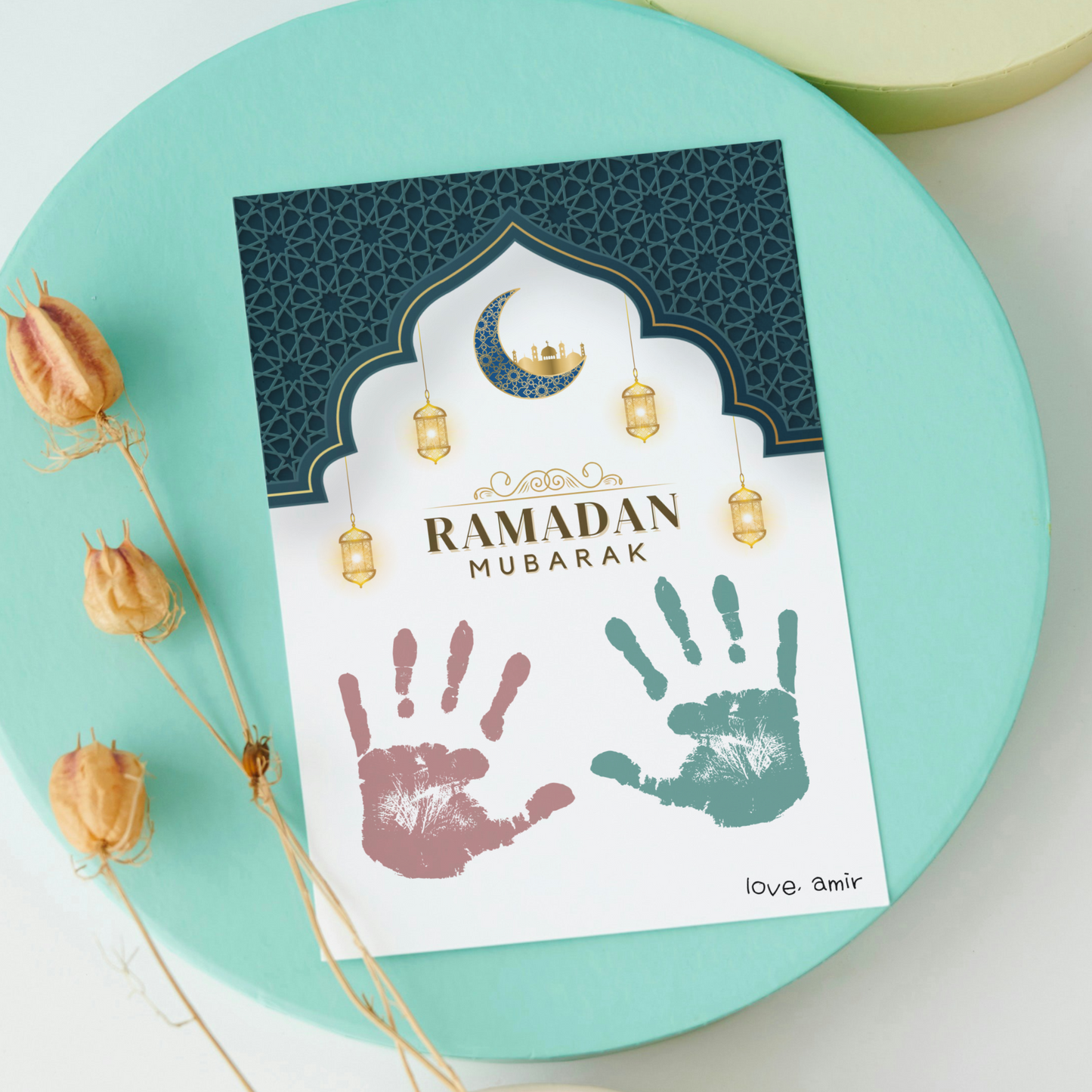 Ramadan Handprint Footprint Crafts Printable, Eid DIY Art Holiday Activity for Kids Preschool Homeschool Decor Card Gift Idea