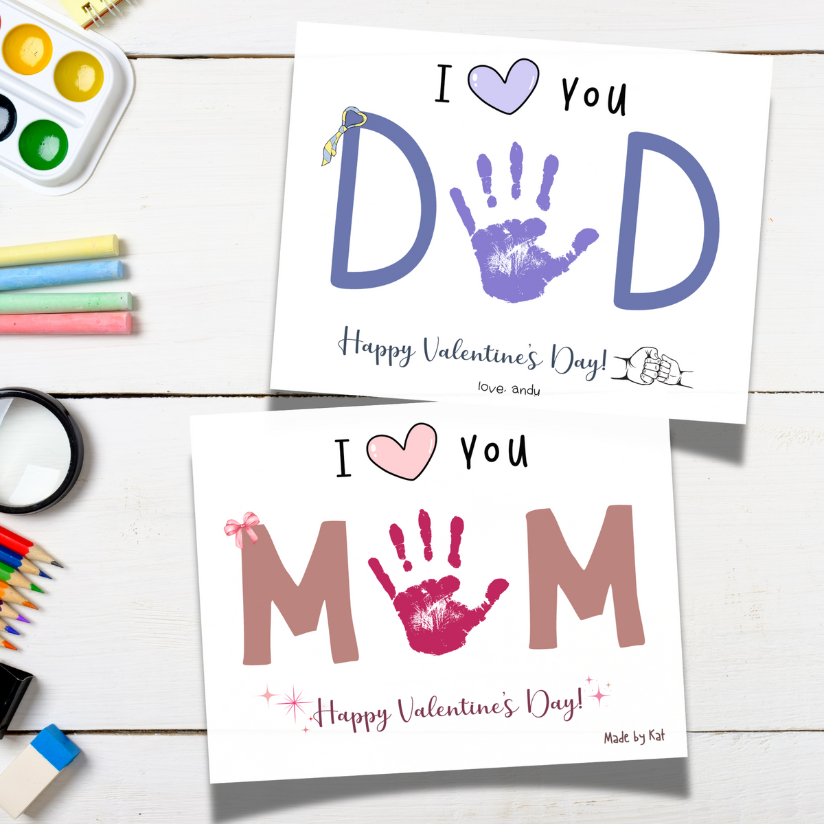 Valentines Day Handprint Holiday Crafts Printable, DIY Art for Kids ...