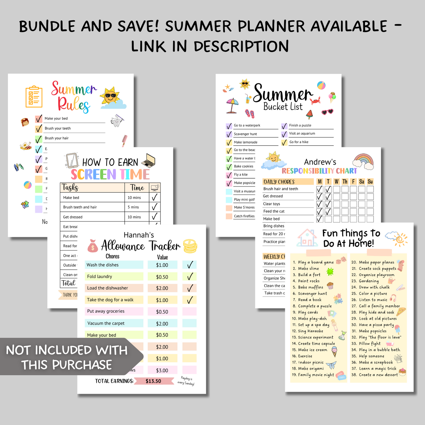 Editable Allowance Chart For Kids, Printable Chore Chart