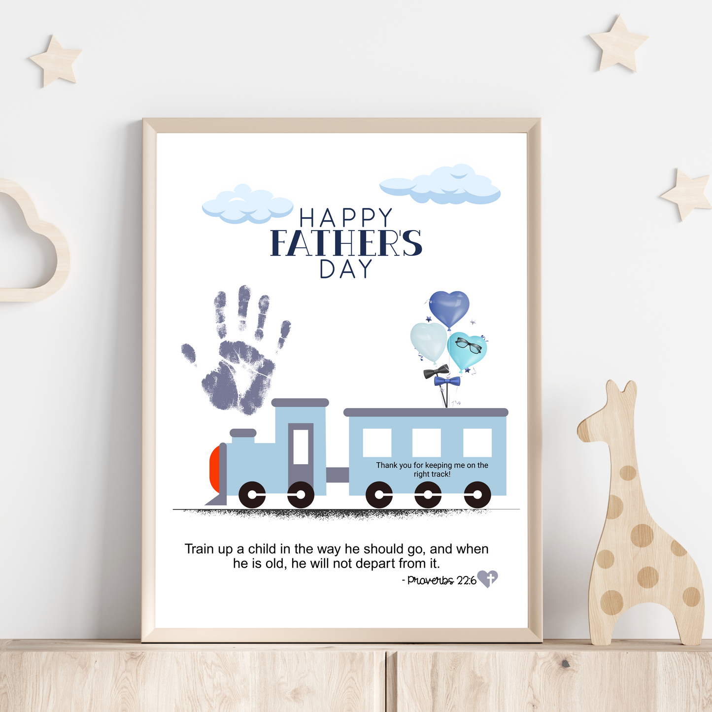 Father's Day Bible Craft Kids Printable, DIY Handprint Card Religious Art Sunday School Activity Gift for Dad Grandpa from Christian Toddler