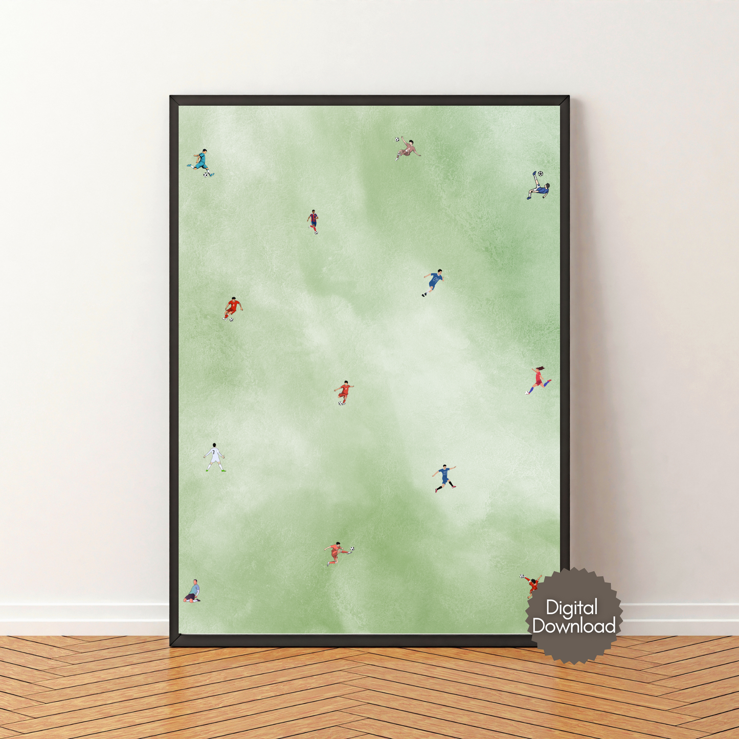 Soccer Wall Art Print Minimalist Tiny Players Poster