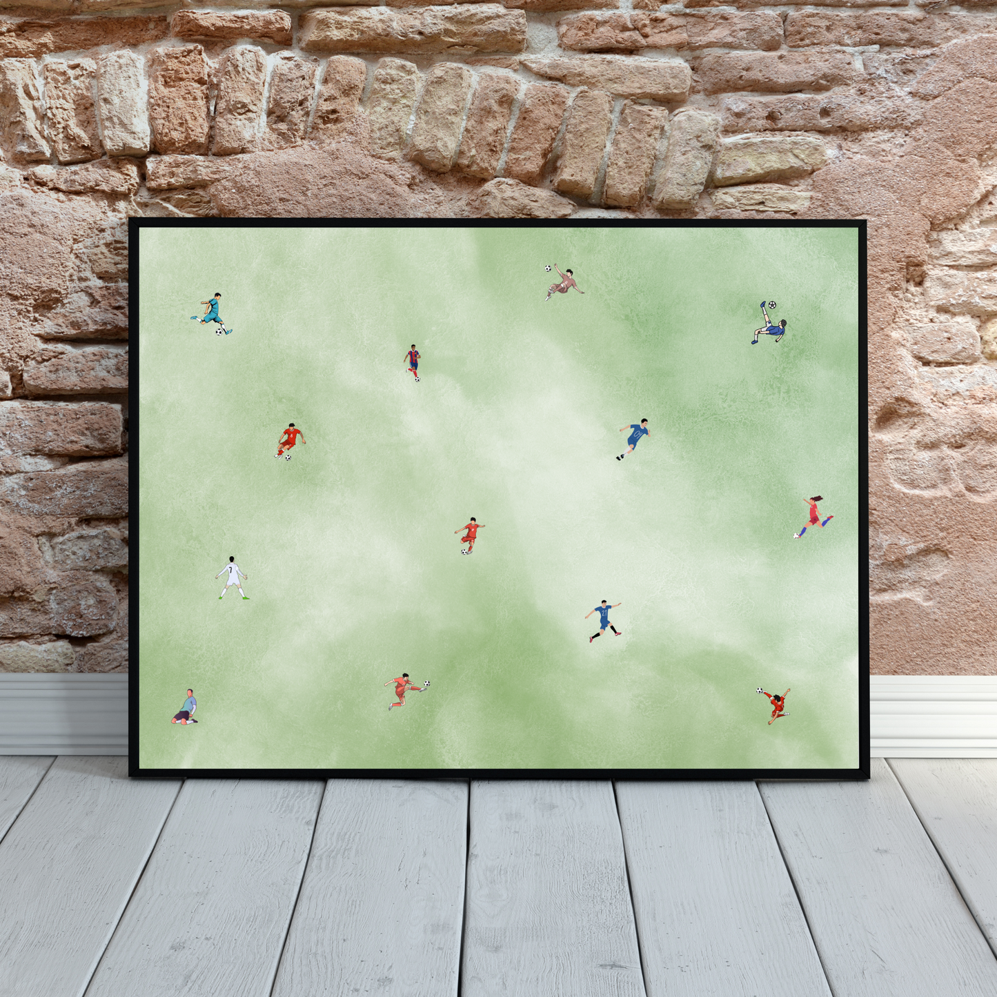 Soccer Wall Art Print Minimalist Tiny Players Poster