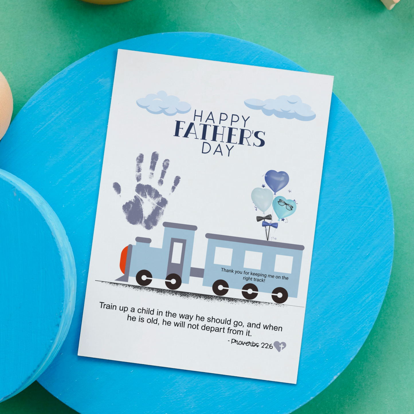 Father's Day Bible Craft Kids Printable, DIY Handprint Card Religious Art Sunday School Activity Gift for Dad Grandpa from Christian Toddler