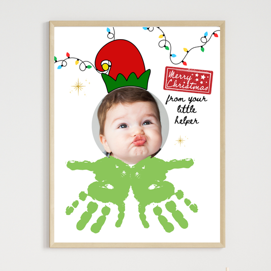 Christmas Handprint Art Printable Photo Elf Craft