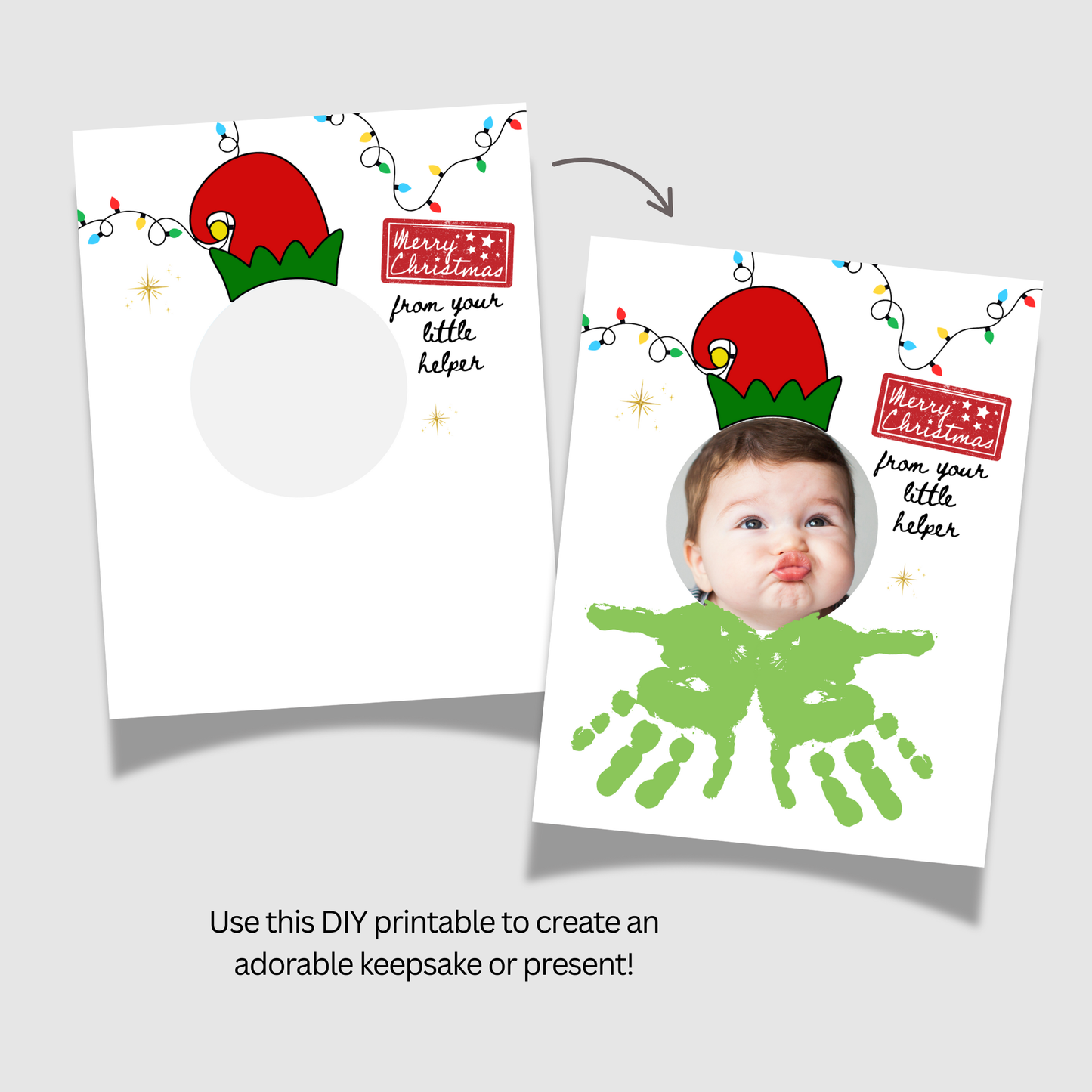 Christmas Handprint Art Printable Photo Elf Craft