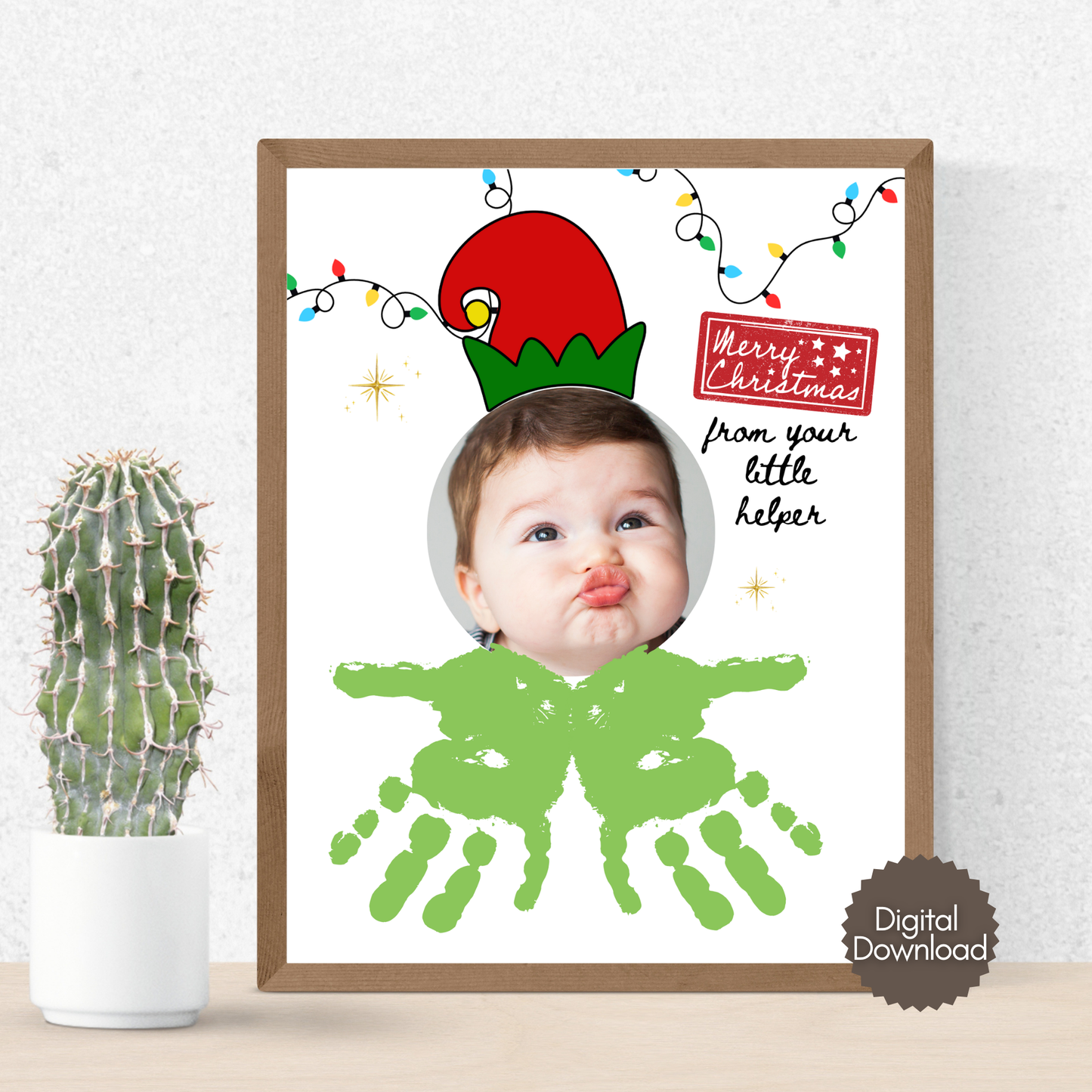 Christmas Handprint Art Printable Photo Elf Craft