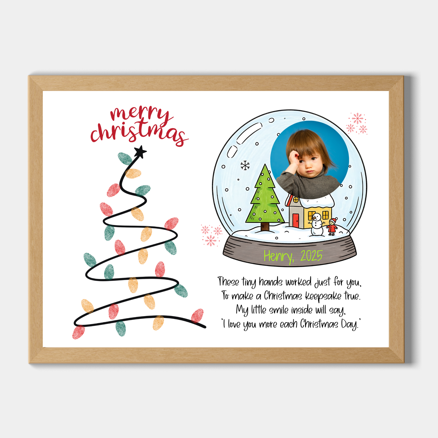 Christmas Poem Fingerprint Photo Craft Kids Printable