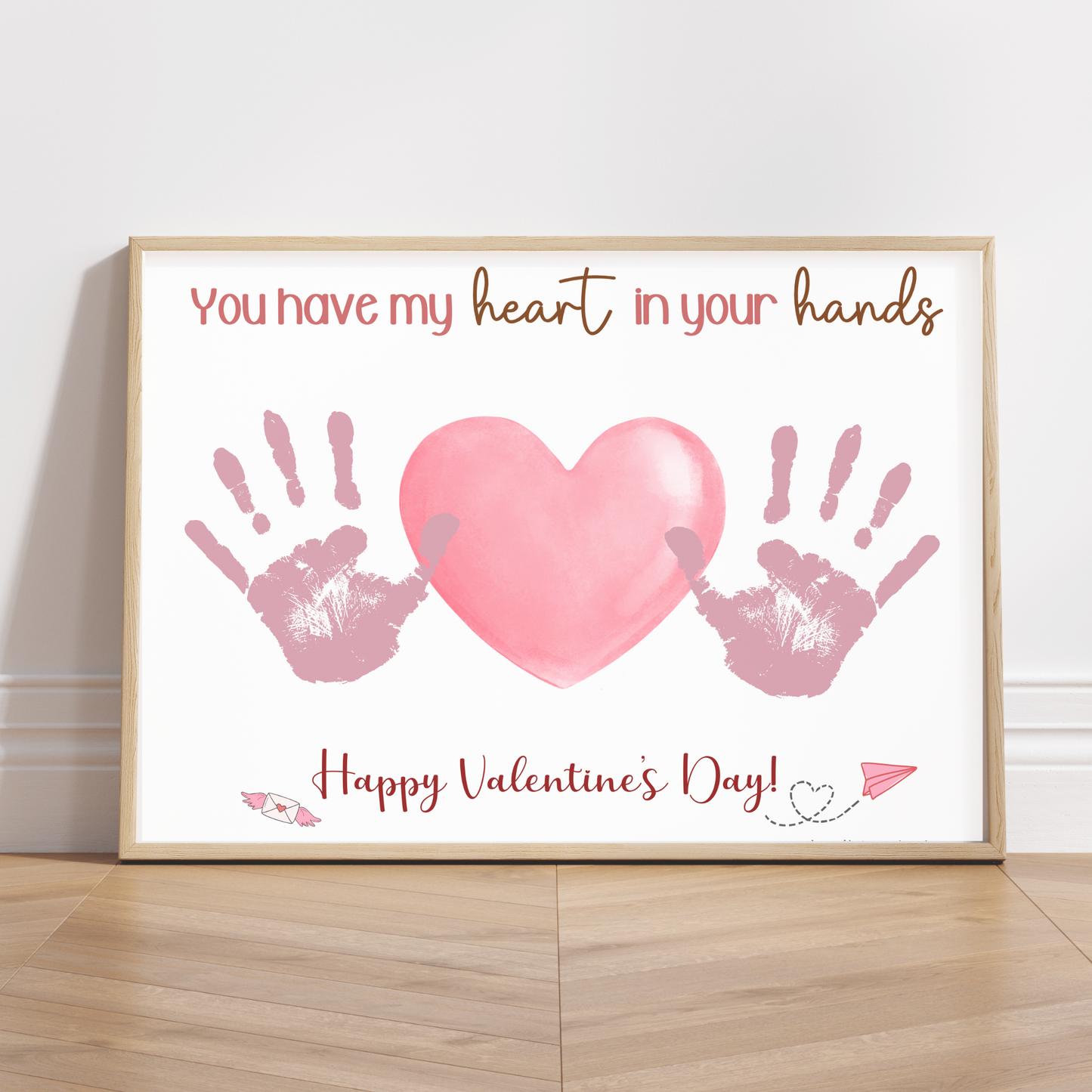 Valentines Handprint Holiday Crafts Printable, DIY Heart Art for Kids Preschool Homeschool Activity