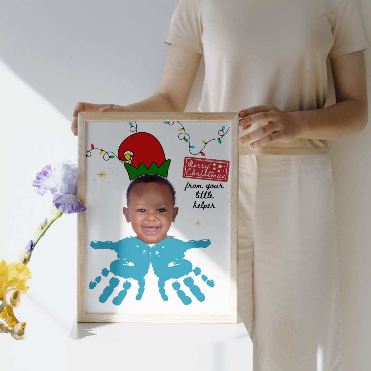 Christmas Handprint Art Printable Photo Elf Craft