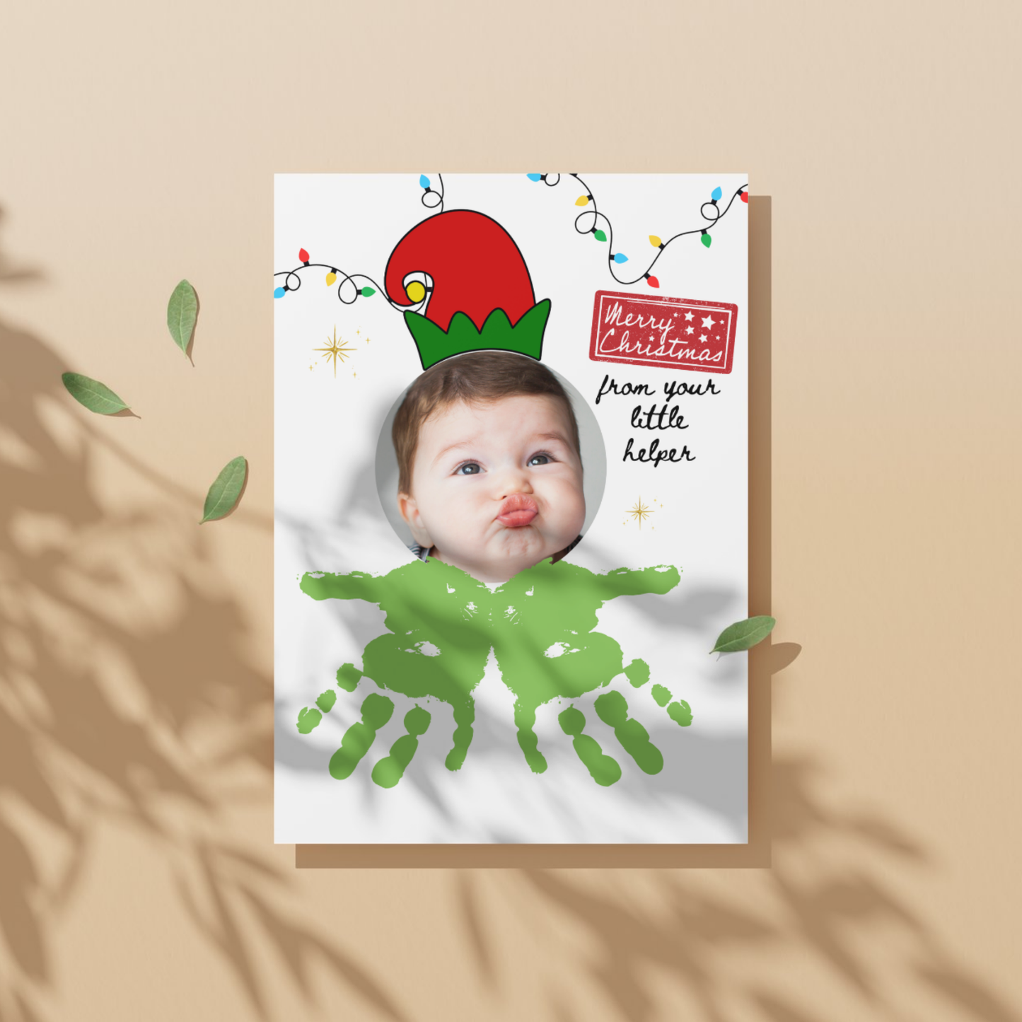 Christmas Handprint Art Printable Photo Elf Craft