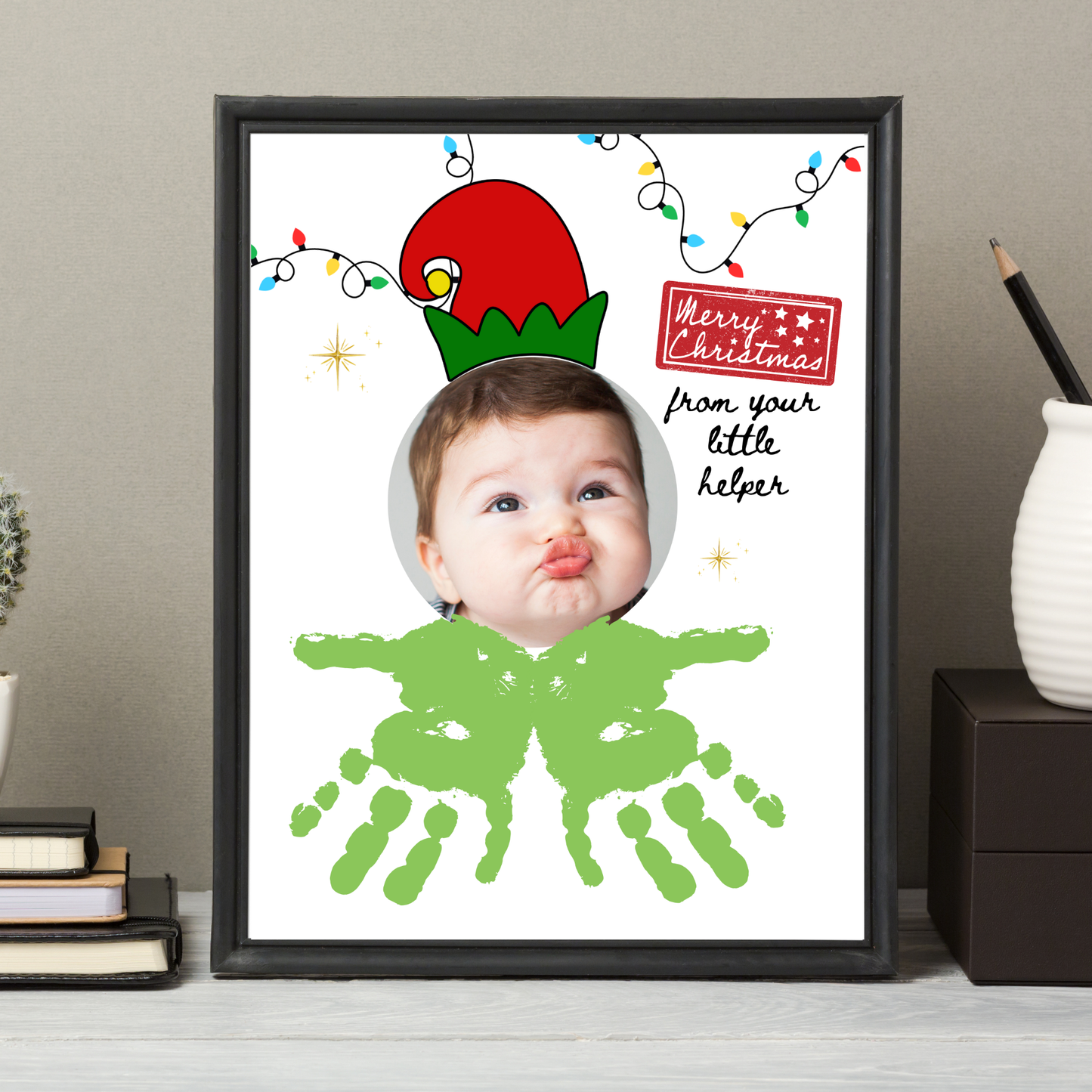 Christmas Handprint Art Printable Photo Elf Craft