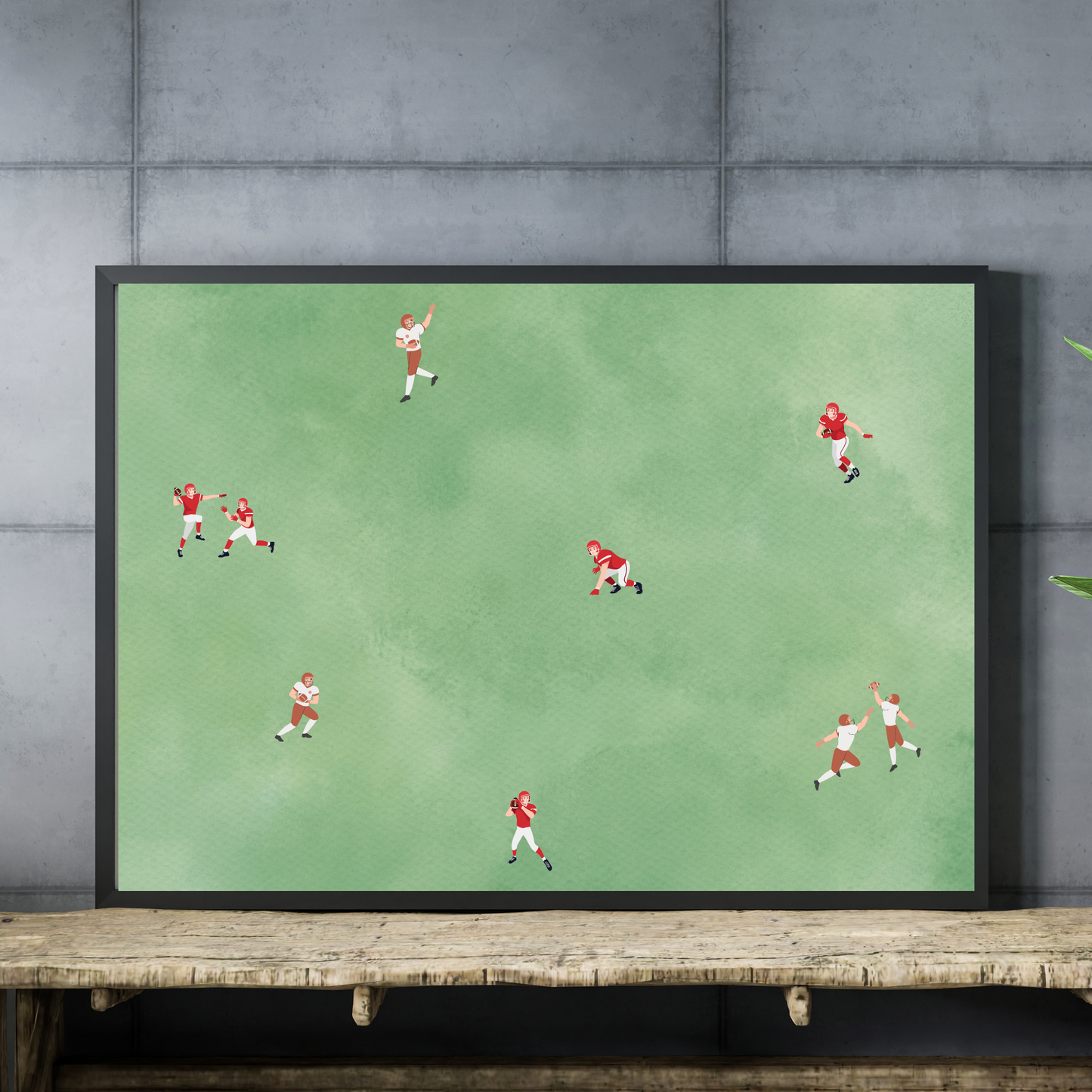 Tiny Football Players Printable People Art Poster