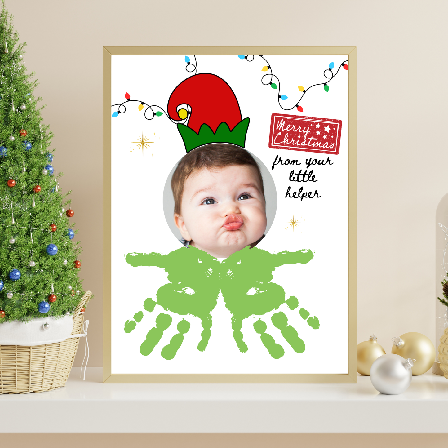 Christmas Handprint Art Printable Photo Elf Craft