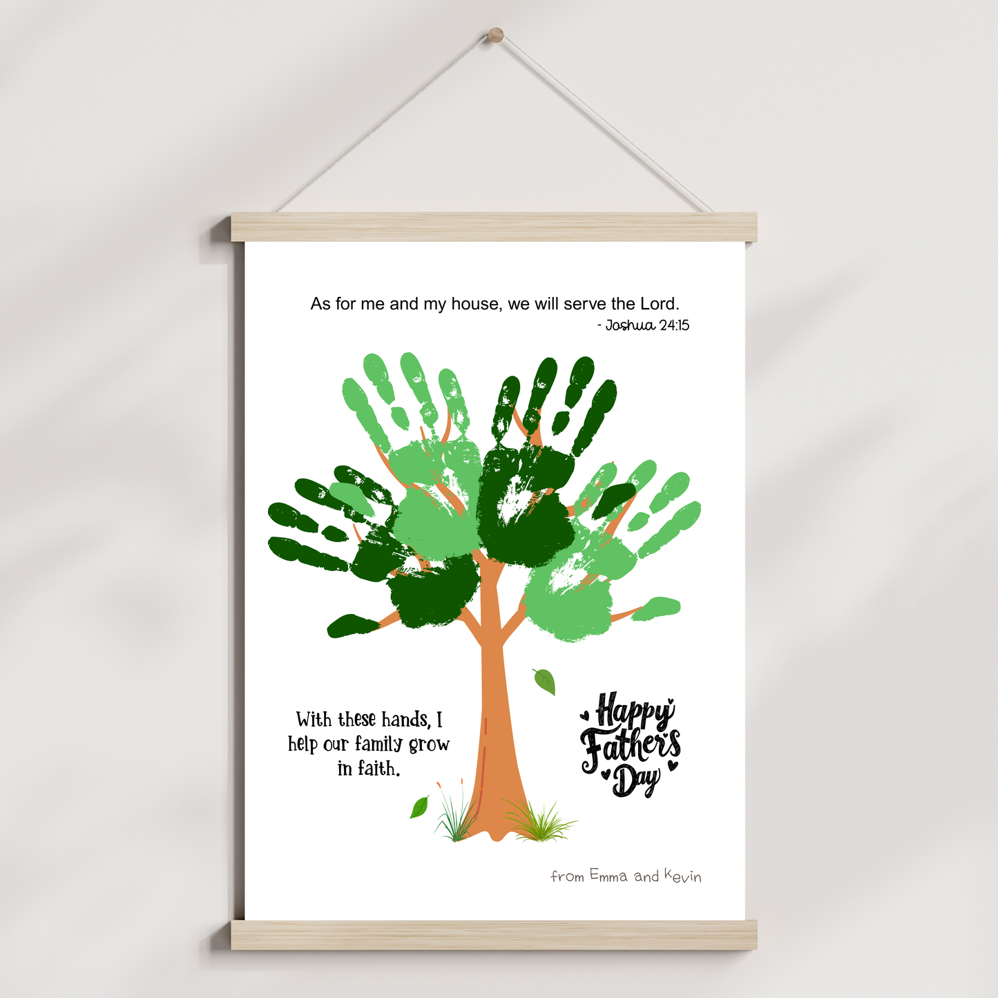 Father's Day Christian Craft Kids Printable, DIY Bible Handprint Card Religious Art Sunday School Activity Gift for Dad Grandpa