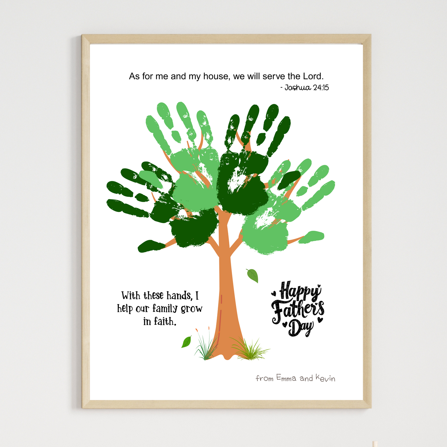 Father's Day Christian Craft Kids Printable, DIY Bible Handprint Card Religious Art Sunday School Activity Gift for Dad Grandpa