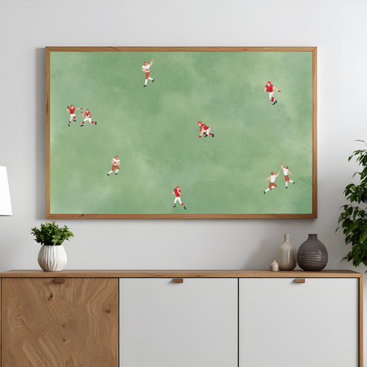 Tiny Football Players Printable People Art Poster