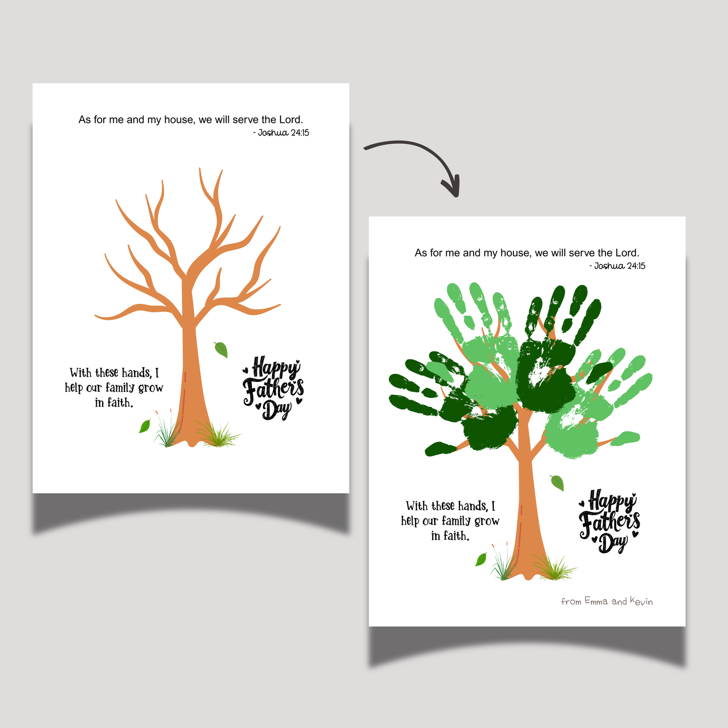Father's Day Christian Craft Kids Printable, DIY Bible Handprint Card Religious Art Sunday School Activity Gift for Dad Grandpa