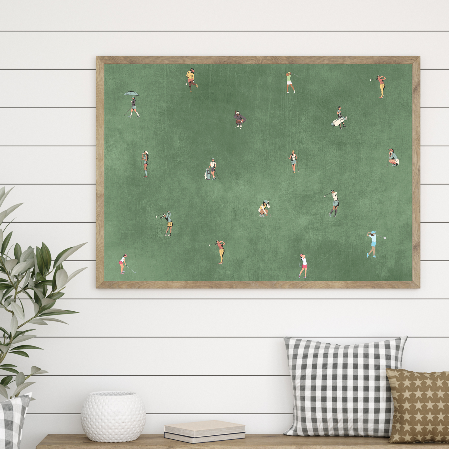 Tiny Women Golfers Poster Print Minimalist Wall Art Gift