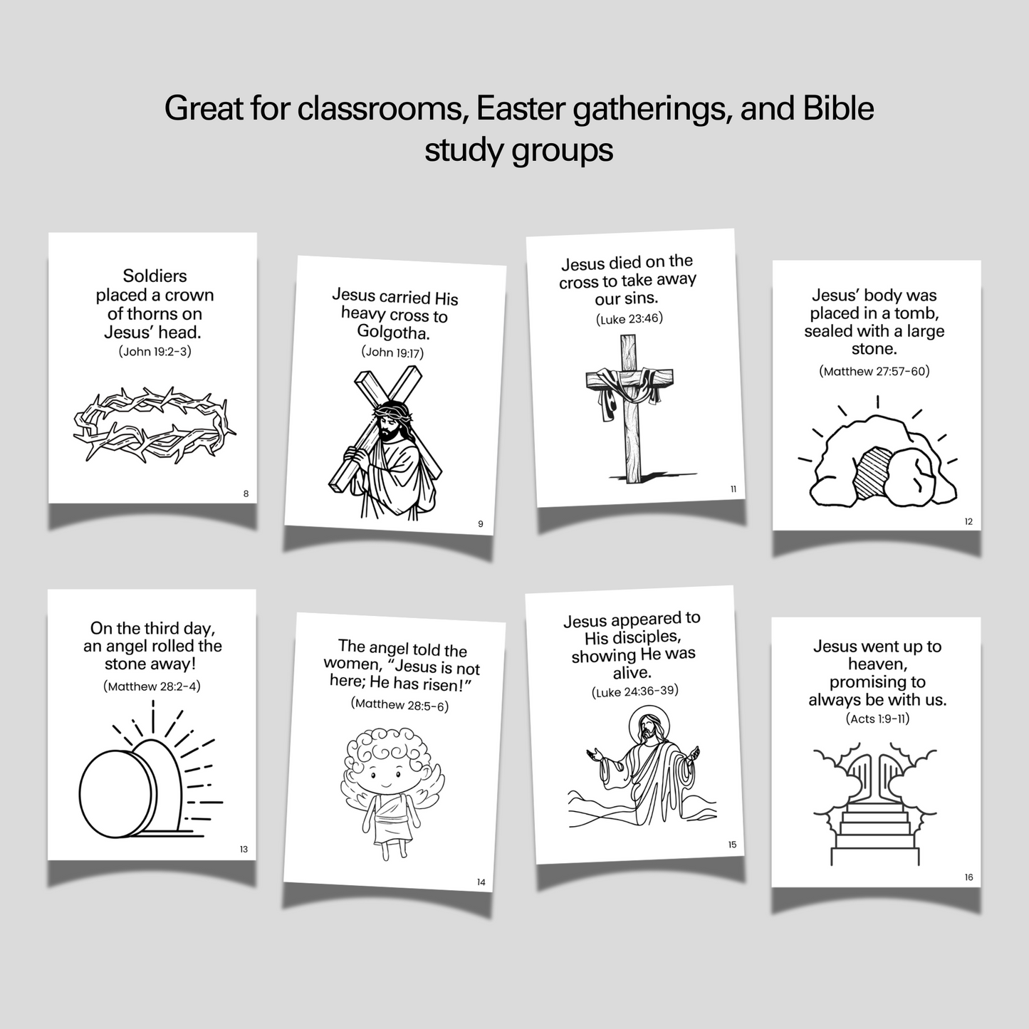 Easter Story Mini Book for Kids Printable, Coloring Bible Lesson Sunday School Craft Religious Christian Activity Holy Week