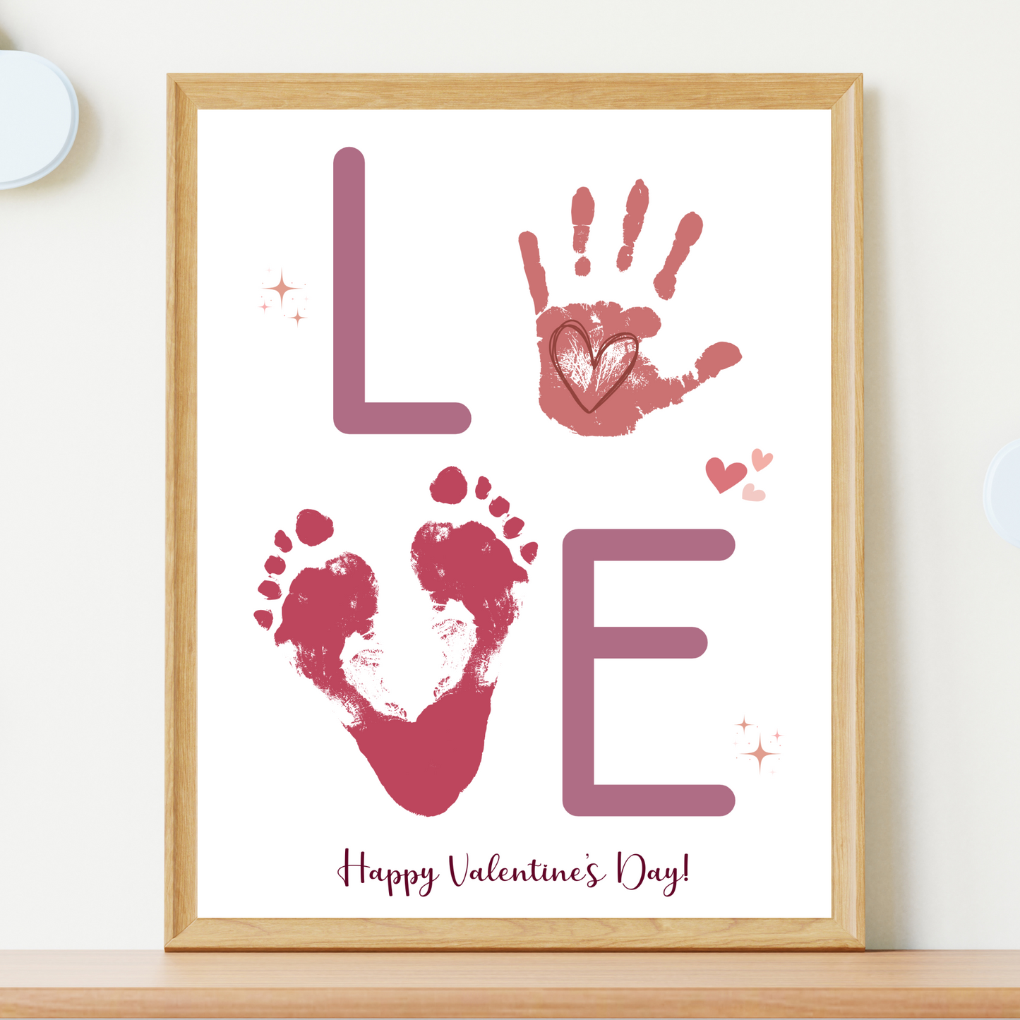 Valentines Day Handprint Holiday Crafts Printable, DIY Love Art for Kids Baby Toddler Activity