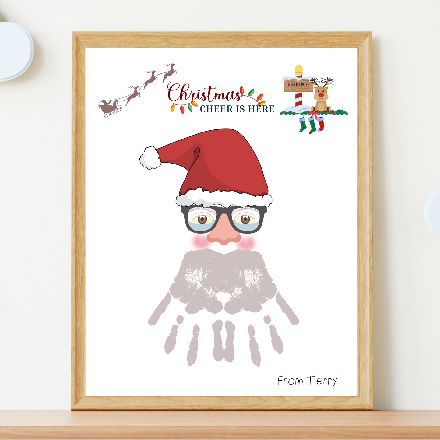 Christmas Handprint Santa Beard Craft Printable, DIY Holiday Art Activity For Baby Toddler Kids Preschool Daycare Kindergarten Keepsake Gift