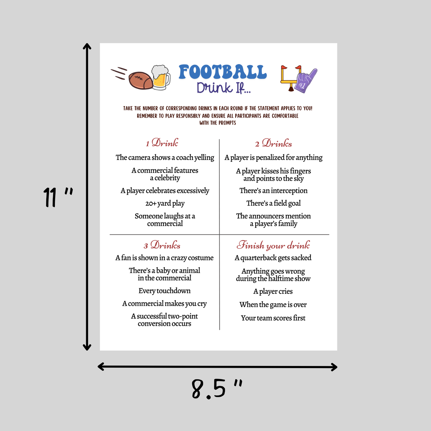 10 Football Party Games Printable 2026 Big Game Activity