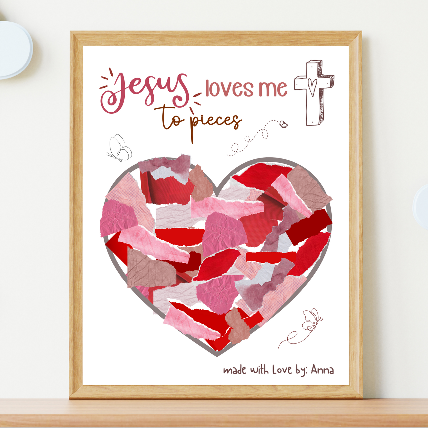 Jesus Loves Me to Pieces Christian Craft Printable, Valentine’s Day Art for Sunday School, Baby Toddler Child Nursery DIY Activity Preschool