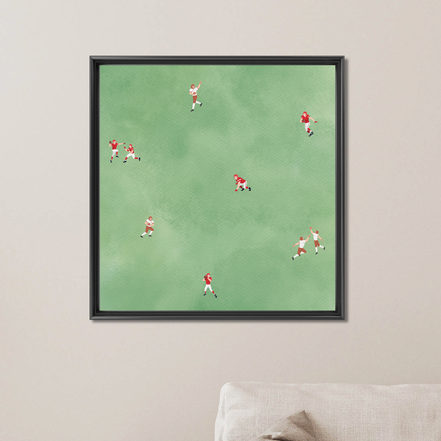Tiny Football Players Printable People Art Poster