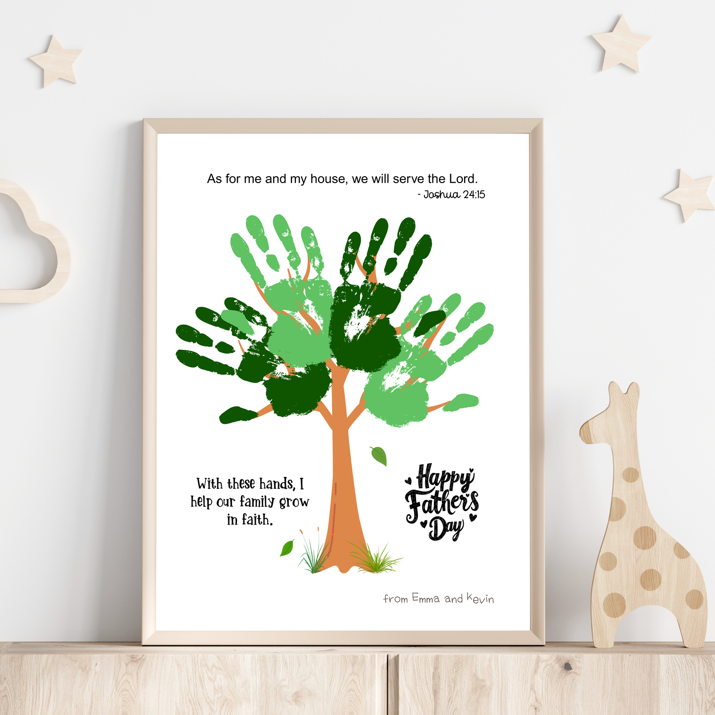 Father's Day Christian Craft Kids Printable, DIY Bible Handprint Card Religious Art Sunday School Activity Gift for Dad Grandpa