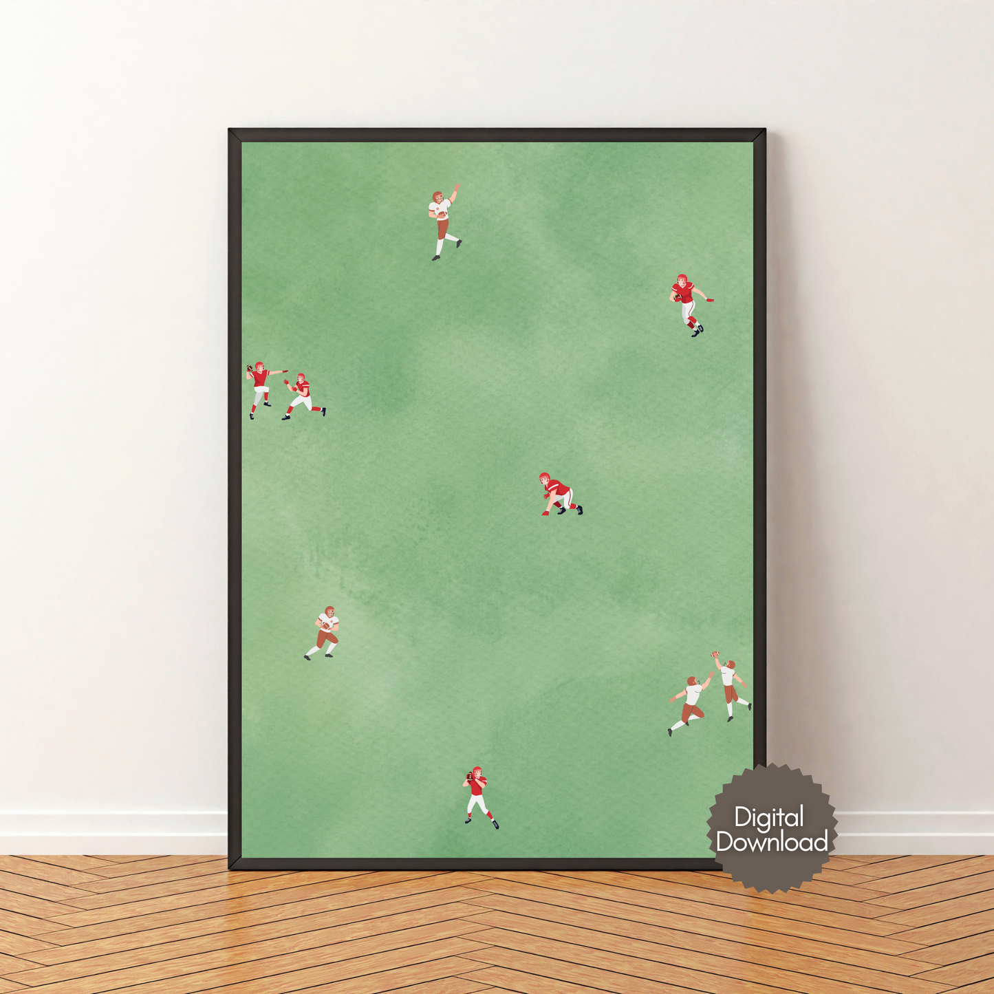 Tiny Football Players Printable People Art Poster