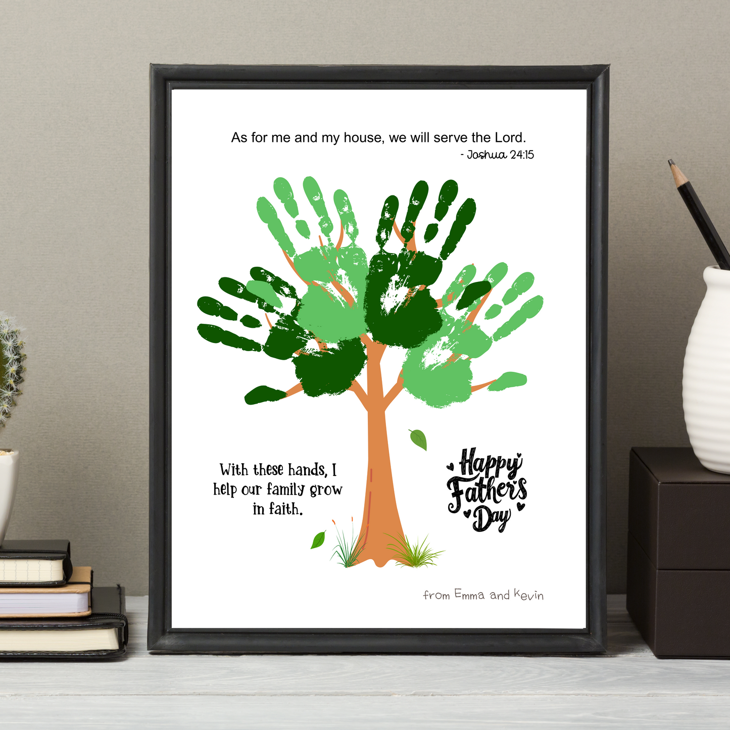 Father's Day Christian Craft Kids Printable, DIY Bible Handprint Card Religious Art Sunday School Activity Gift for Dad Grandpa