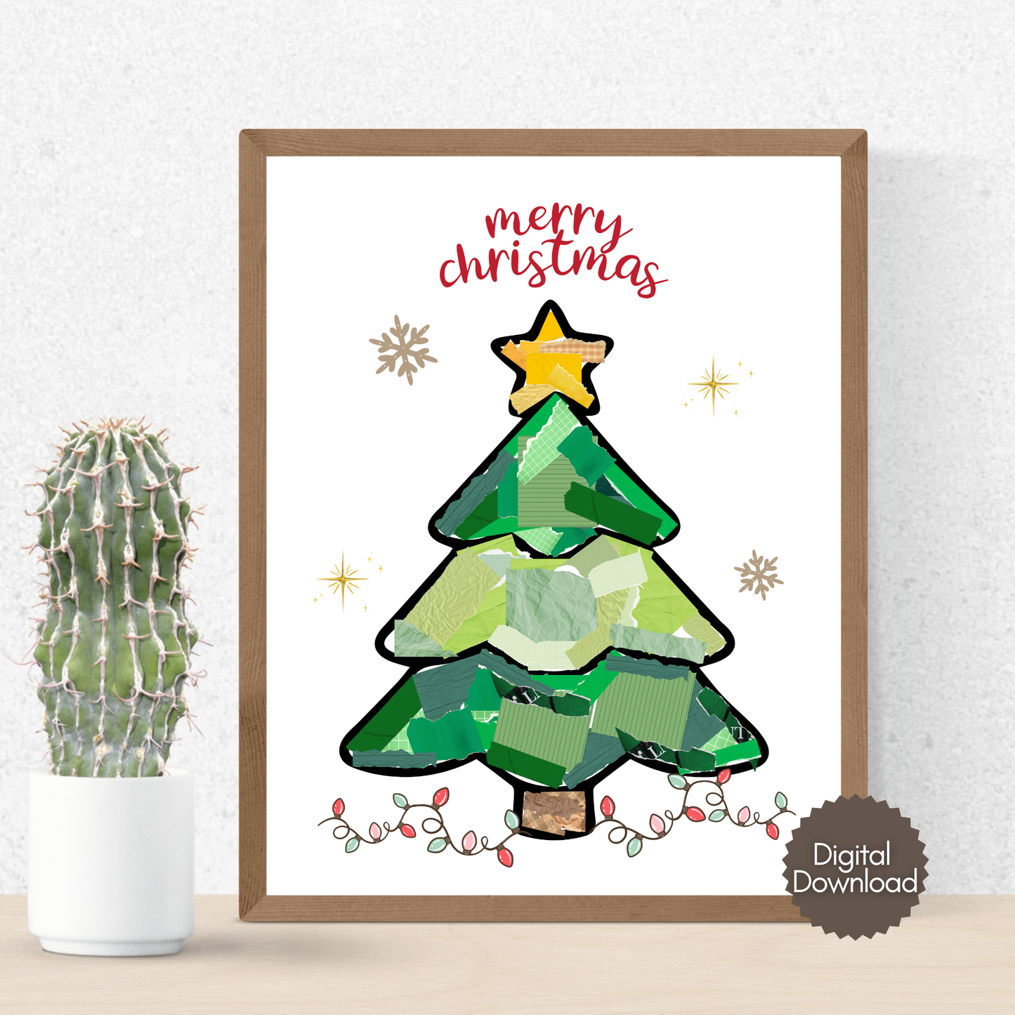 Christmas Tree Torn Paper Craft Printable