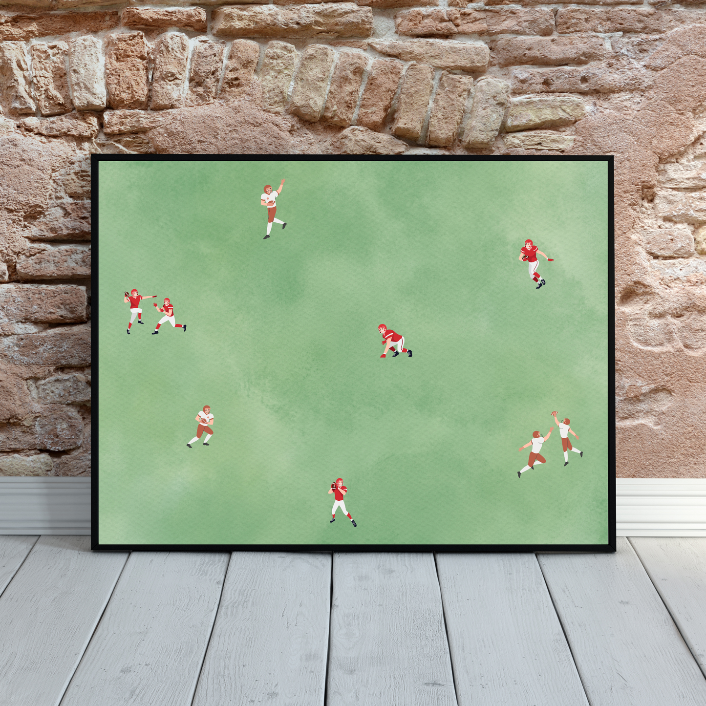 Tiny Football Players Printable People Art Poster