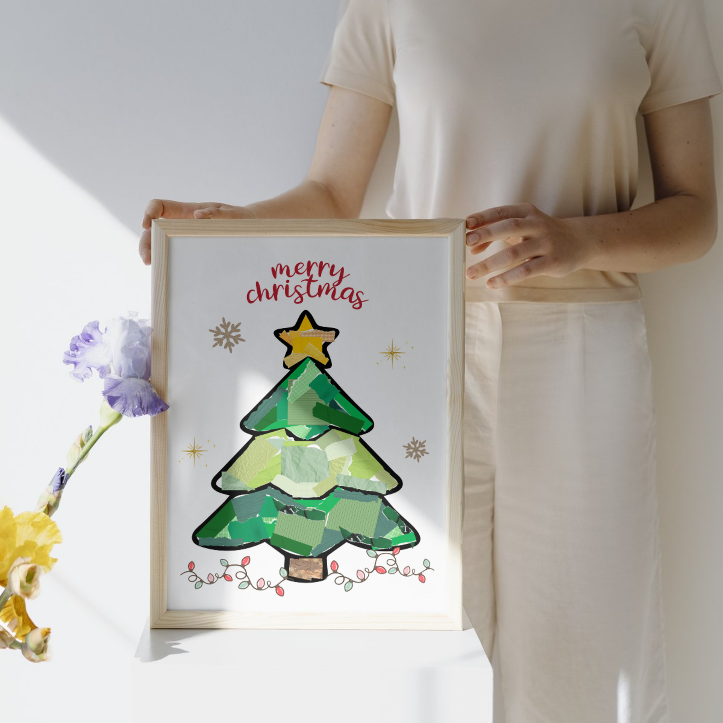 Christmas Tree Torn Paper Craft Printable