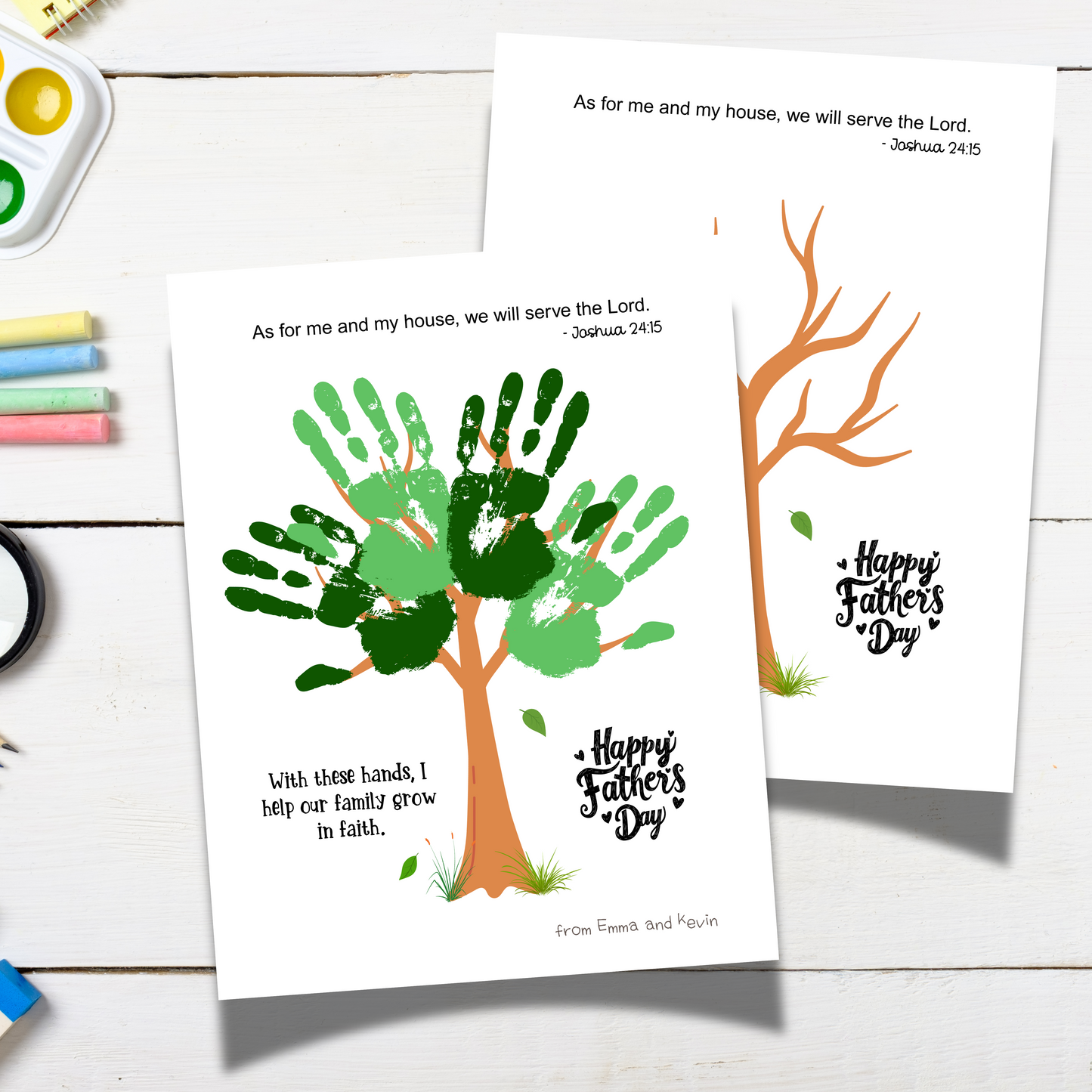 Father's Day Christian Craft Kids Printable, DIY Bible Handprint Card Religious Art Sunday School Activity Gift for Dad Grandpa