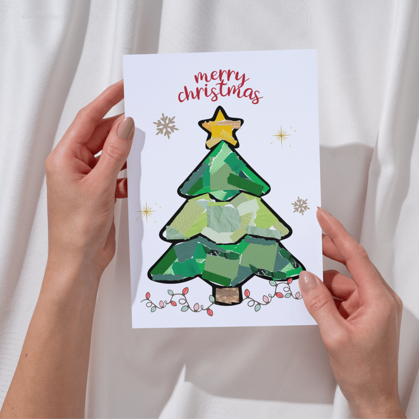 Christmas Tree Torn Paper Craft Printable