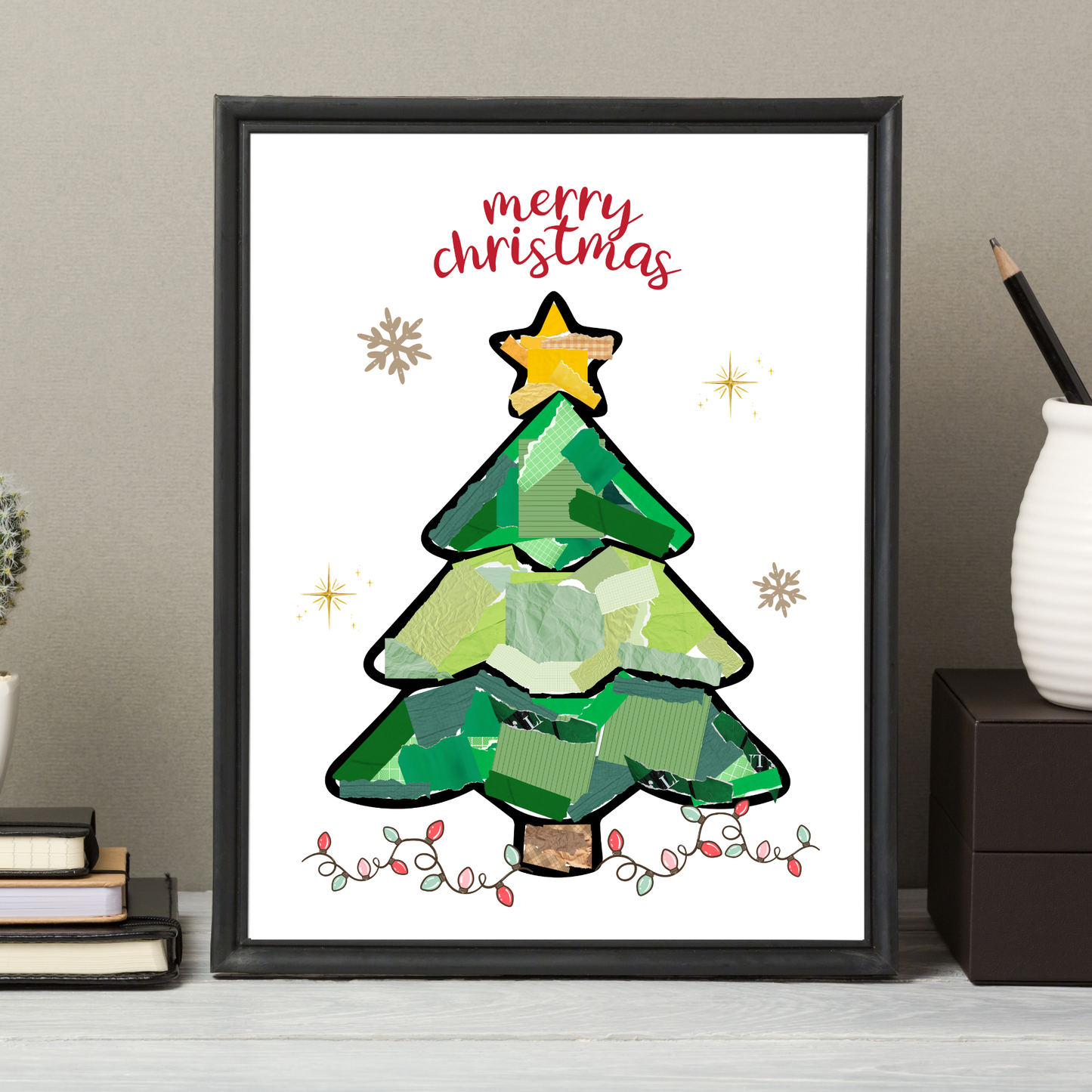 Christmas Tree Torn Paper Craft Printable